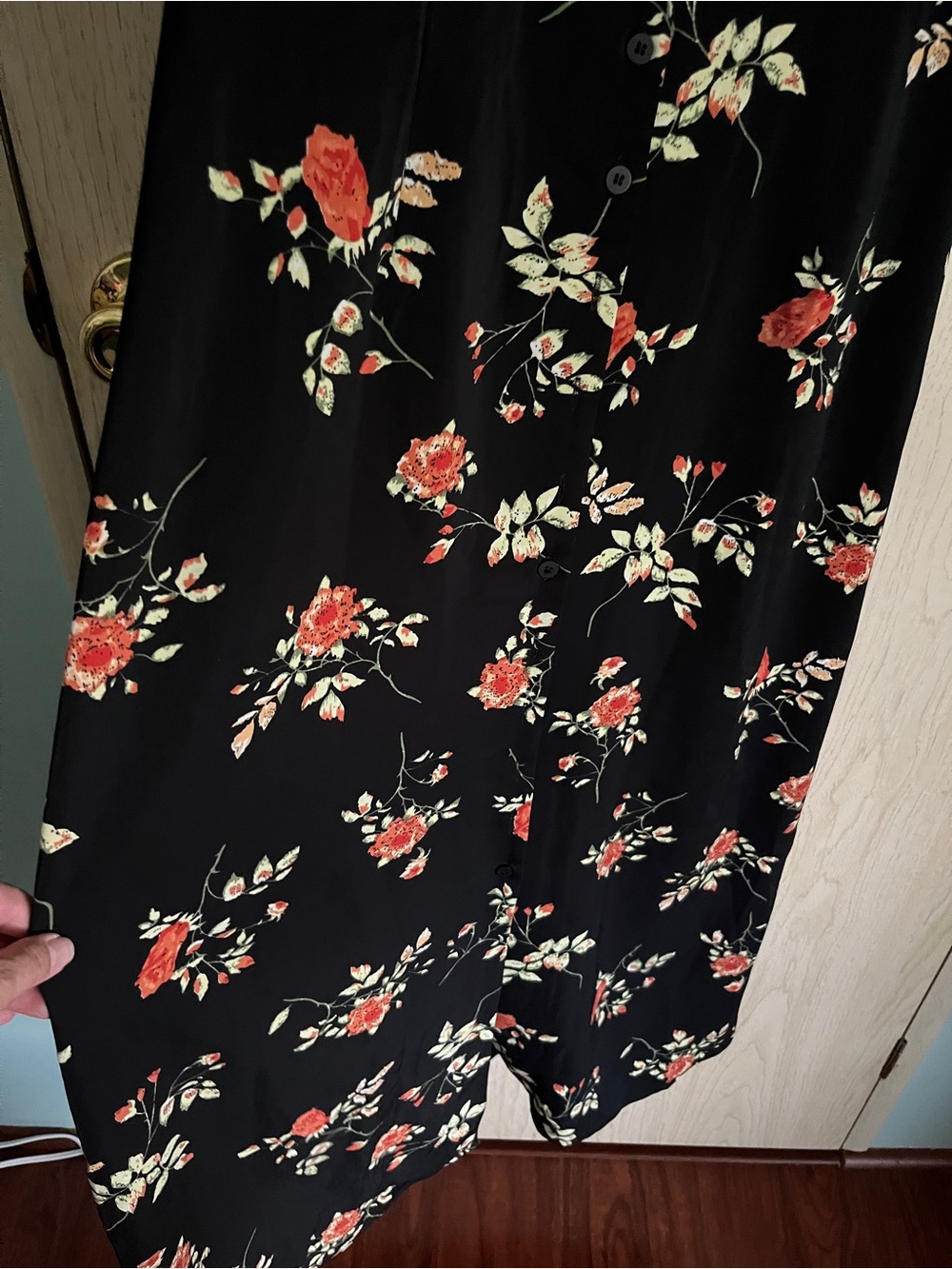 RIHOAS Black V Neck Floral Short Sleeve Maxi Dress Sz Medium - Picture 12 of 12